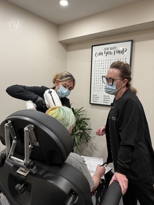 Dr. Grady works with a patient
